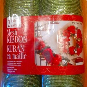 Mesh Ribbon, Green Holiday Metallic 2 (10 yds L x 20.5)